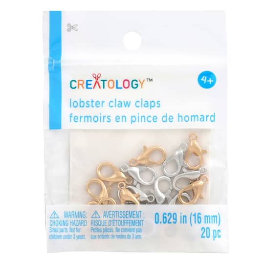 12 Packs: 20 ct. (240 total) Silver & Gold Lobster Claw Clasps by Creatology™